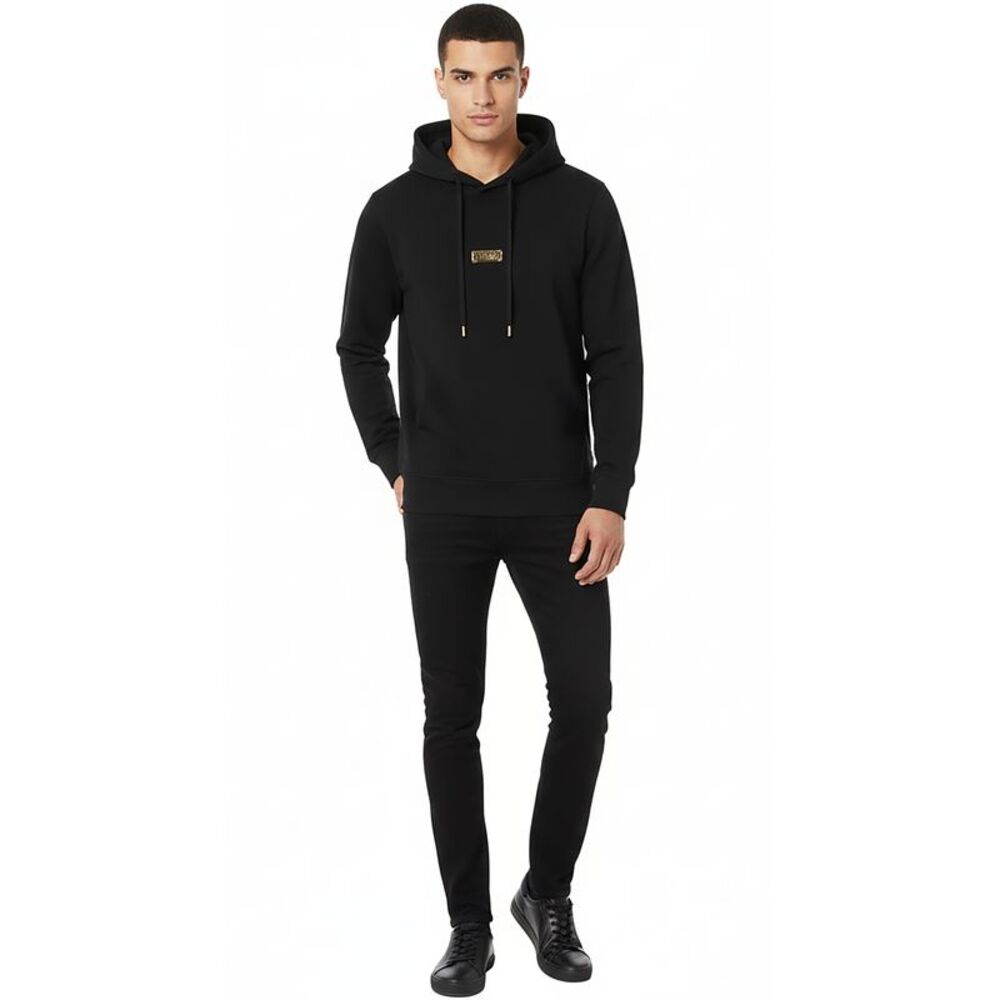 Versace Jeans Couture Black Cotton Mens Metallic Chest Logo Hoodie